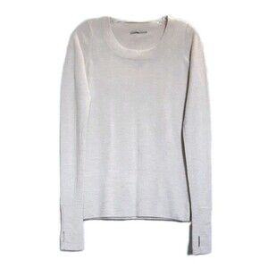 COS 100% Cashmere Thumb Hole Sweater Beige Crew Neck Knit Old Money Chic Size XS